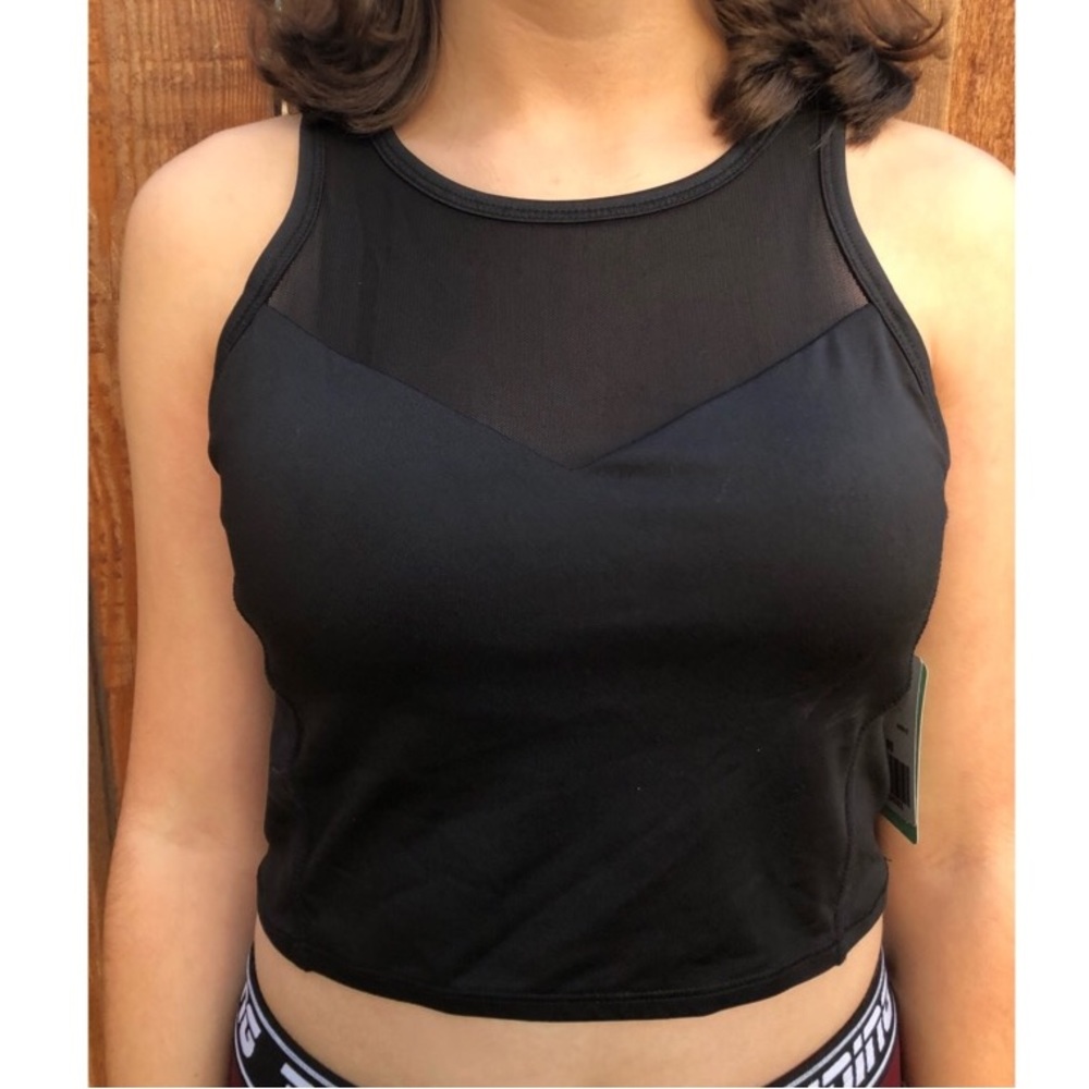 (NWT) Black Sports Bra/Swim Top w/ Mesh